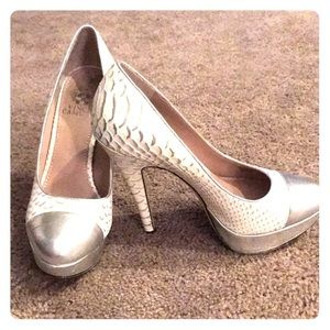 Vince Camuto White and silver heels